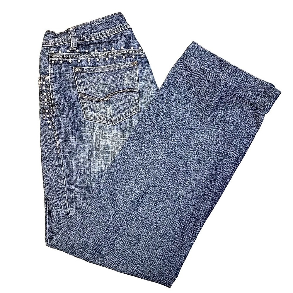 Baccini Jeans Womens 8 32x30 Embellished Mid-Rise Slight Pocket Distress